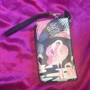Flamingo Print Wristlet new
